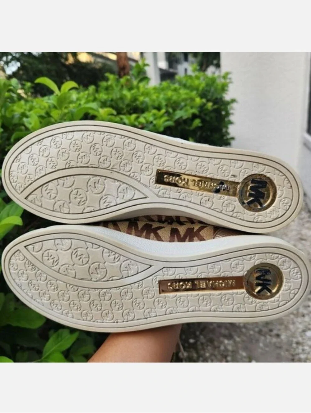 Michael Kors Rose Gold Logo-Print Low Top Sneakers